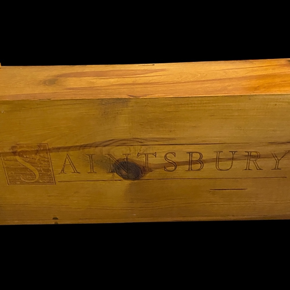 VTG 90s Wooden Wine Box Storage Saintsbury Napa Single Bottle 19 ¾ x7 ¼ x 6 ¾"